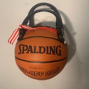 Basketball purse, homemade, basketball charm,red and polkadots Interior, ball
